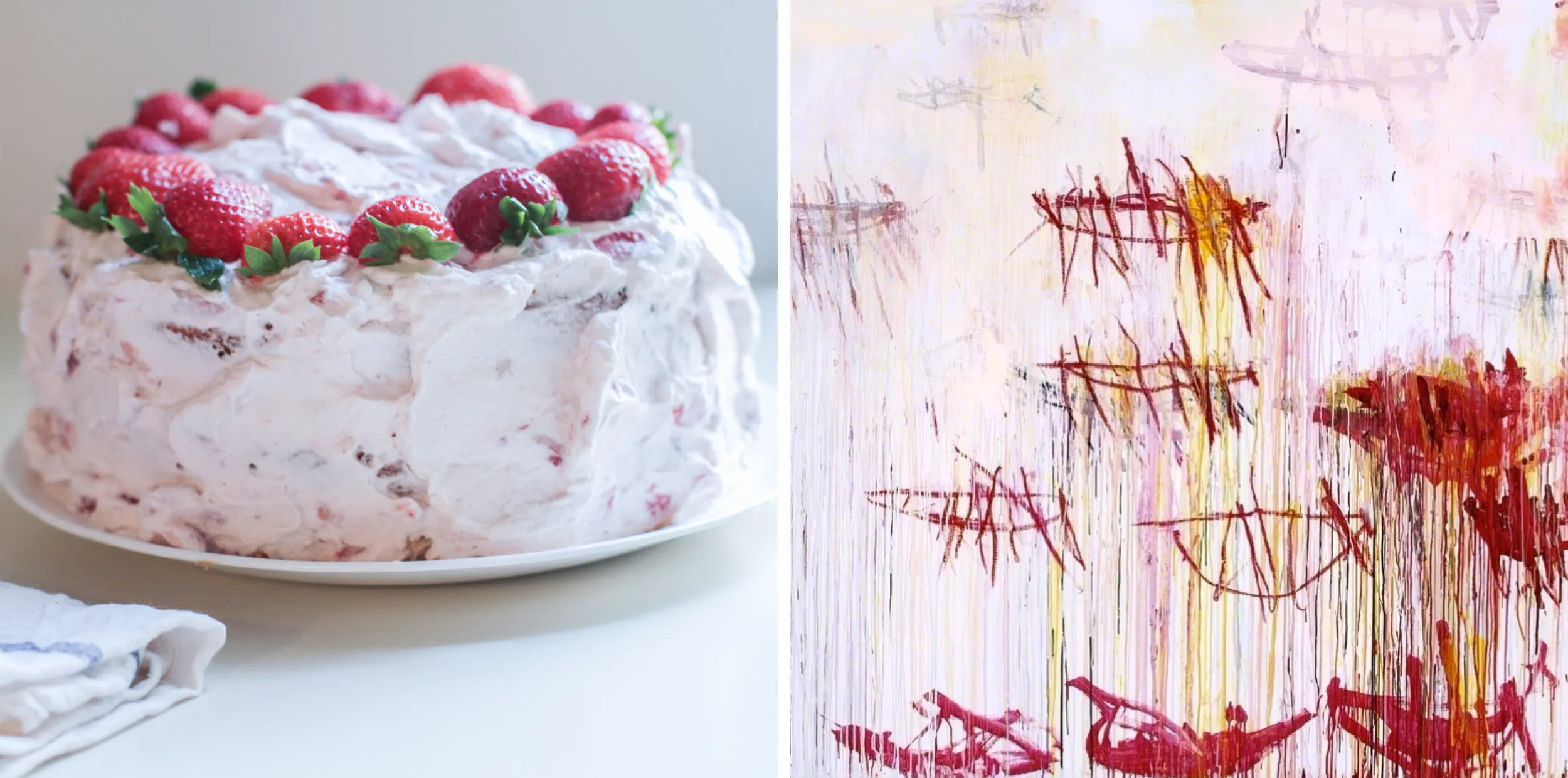 Strawberry Cake with Cy Twombly's "Lepanto" (2001, Panel 9/12)