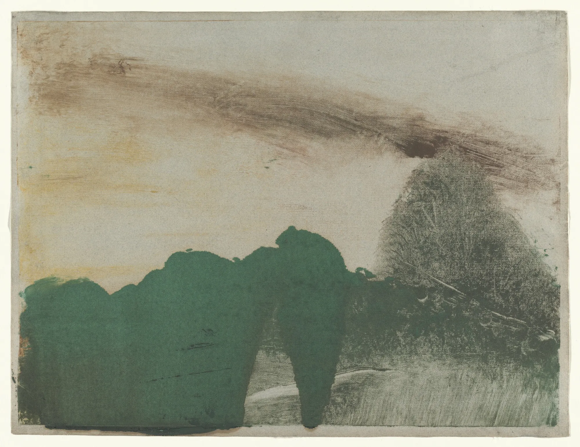 Forest in the Mountains  (Forêt dans la montagne), Hilaire-Germain-Edgar Degas, c.1890. Monotype in oil on paper